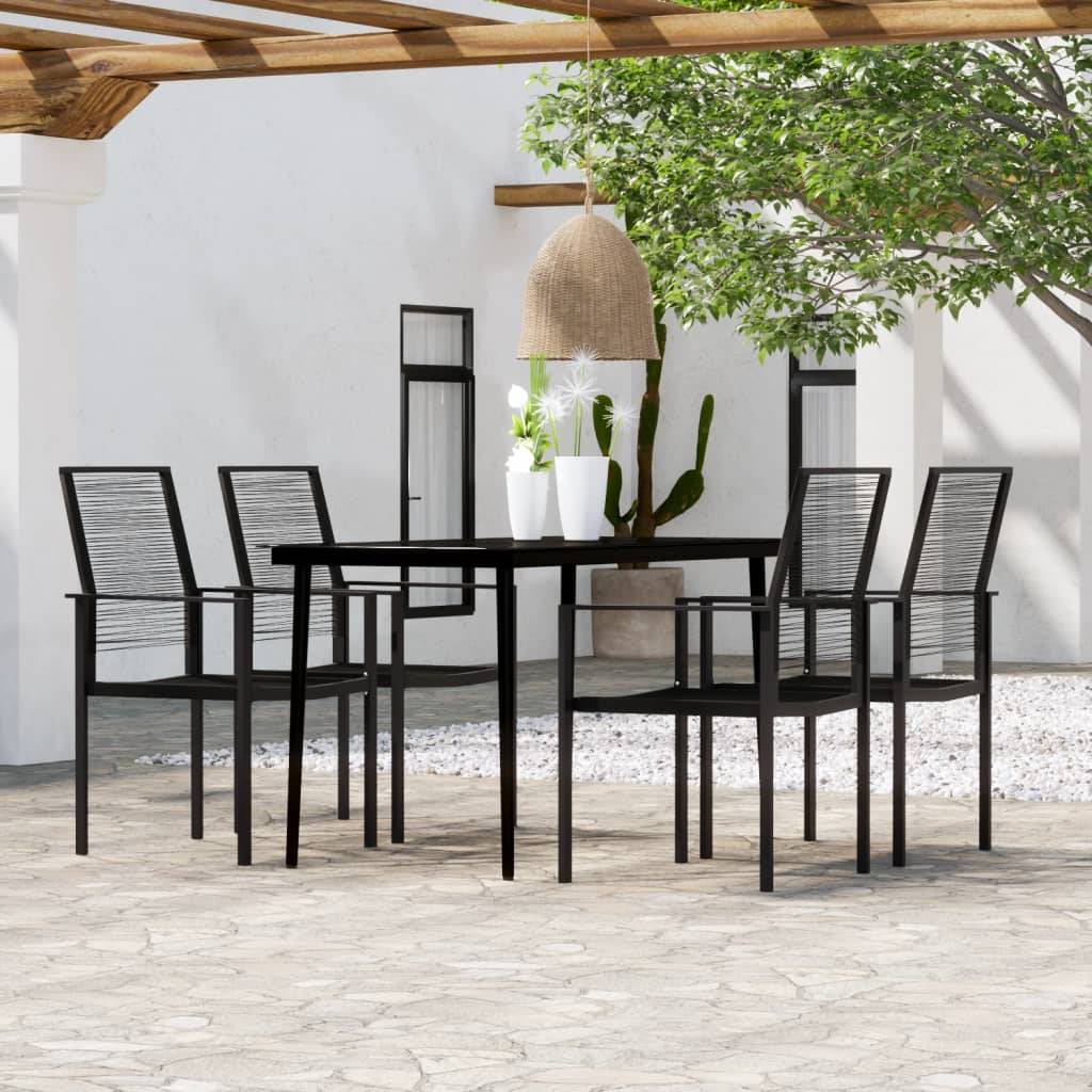 Ensemble Jardin 4P 140cm Rotin Creux PVC et Acier Noir – ComfortXL Outdoor Living - Image 1