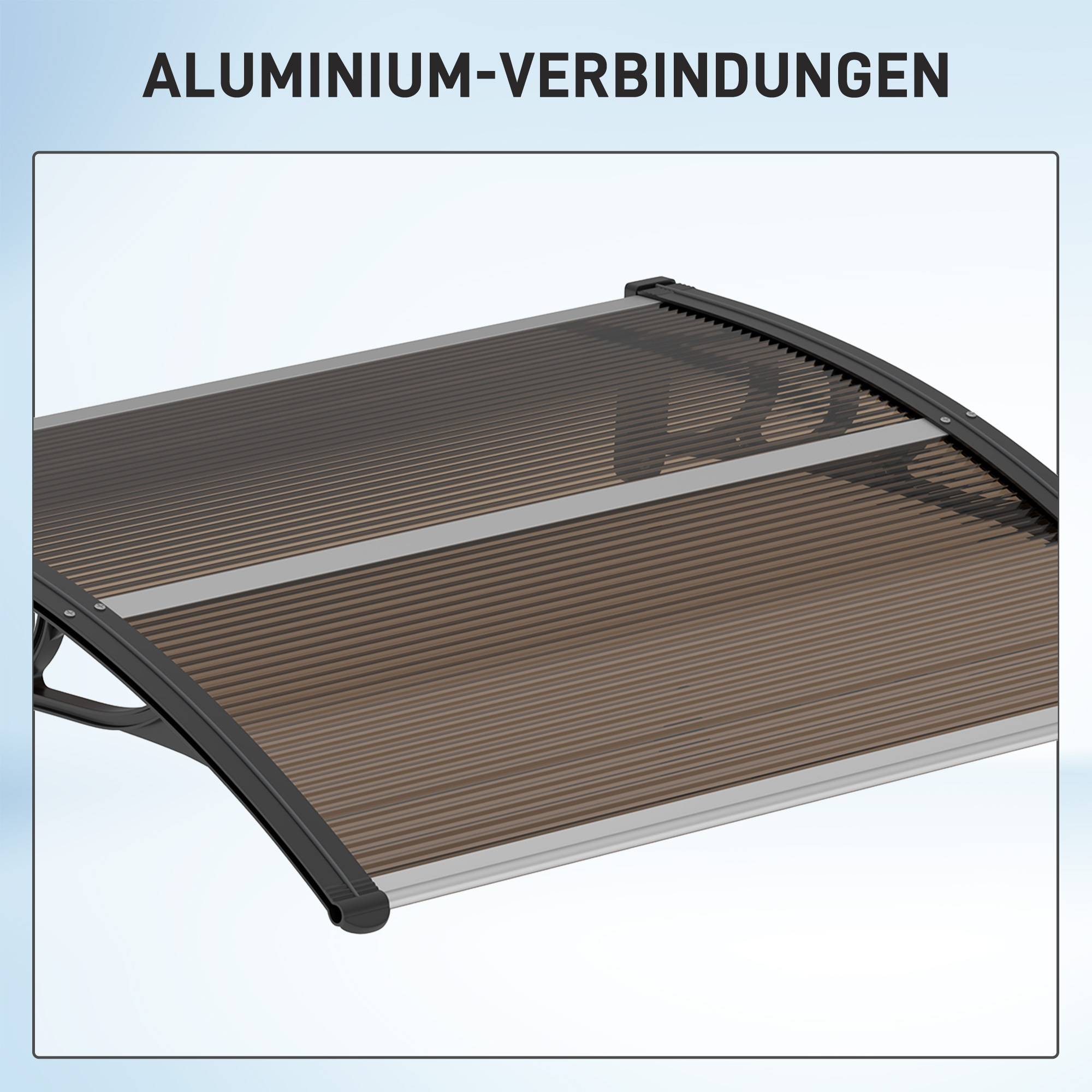Auvent porte fenêtre polycarbonate aluminium protection pluie 120x75cm marron noir - ComfortXL Outdoor Living - Image 9