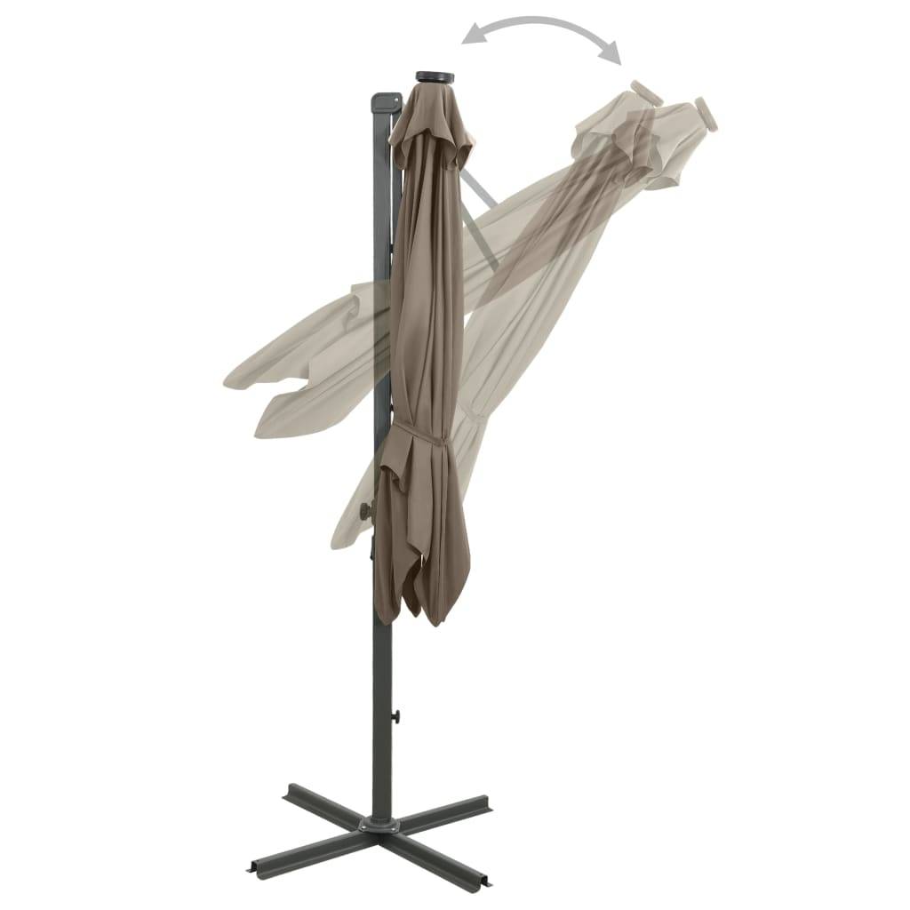 Helloshop26 - Parasol meuble de jardin déporté avec mât et lumières led 250 cm taupe - Imagen 6