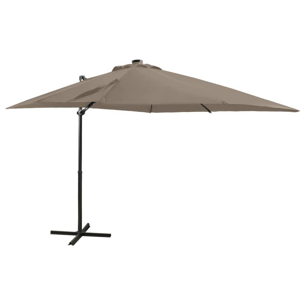 Helloshop26 - Parasol meuble de jardin déporté avec mât et lumières led 250 cm taupe - Imagen 1