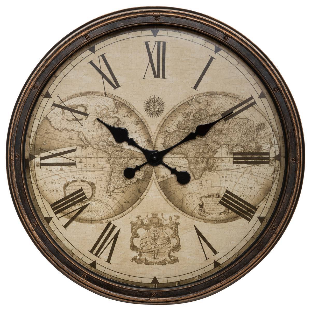 Atmosphera - Horloge monde "Tomy" noir D52cm - Atmosphera Créateur d'intérieur - Image 1