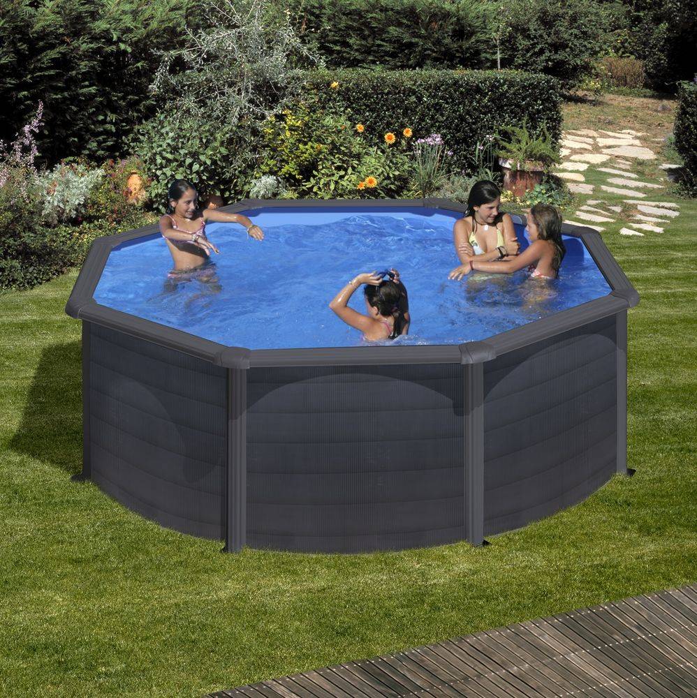Gre Pools - Piscine ronde acier Ø3,70m x H: 1,22m - Gris anthracite - Filtration à sable Gre Pools - Image 2