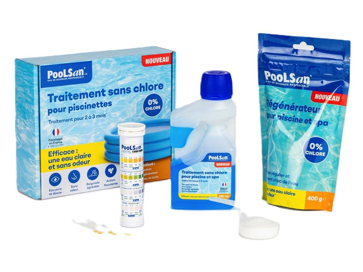 Poolsan - BSI - PooLSan - Kit Sans Chlore pour Désinfection des Petites Piscines Gonflables - Jusqu'à 2 A 3 Mois - Elaboré en Europe - Imagen 1