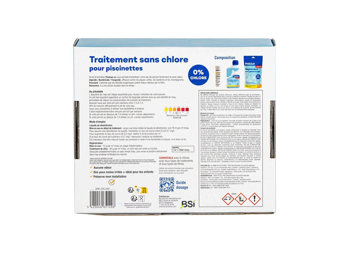 Poolsan - BSI - PooLSan - Kit Sans Chlore pour Désinfection des Petites Piscines Gonflables - Jusqu'à 2 A 3 Mois - Elaboré en Europe - Imagen 4