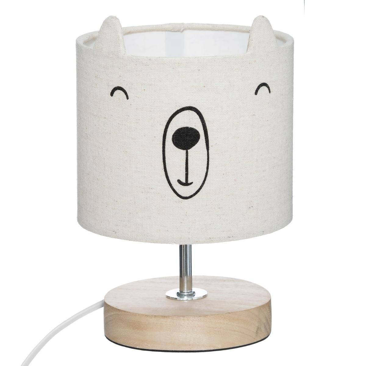 Lampe à Poser Déco "Ourson" 21cm Blanc