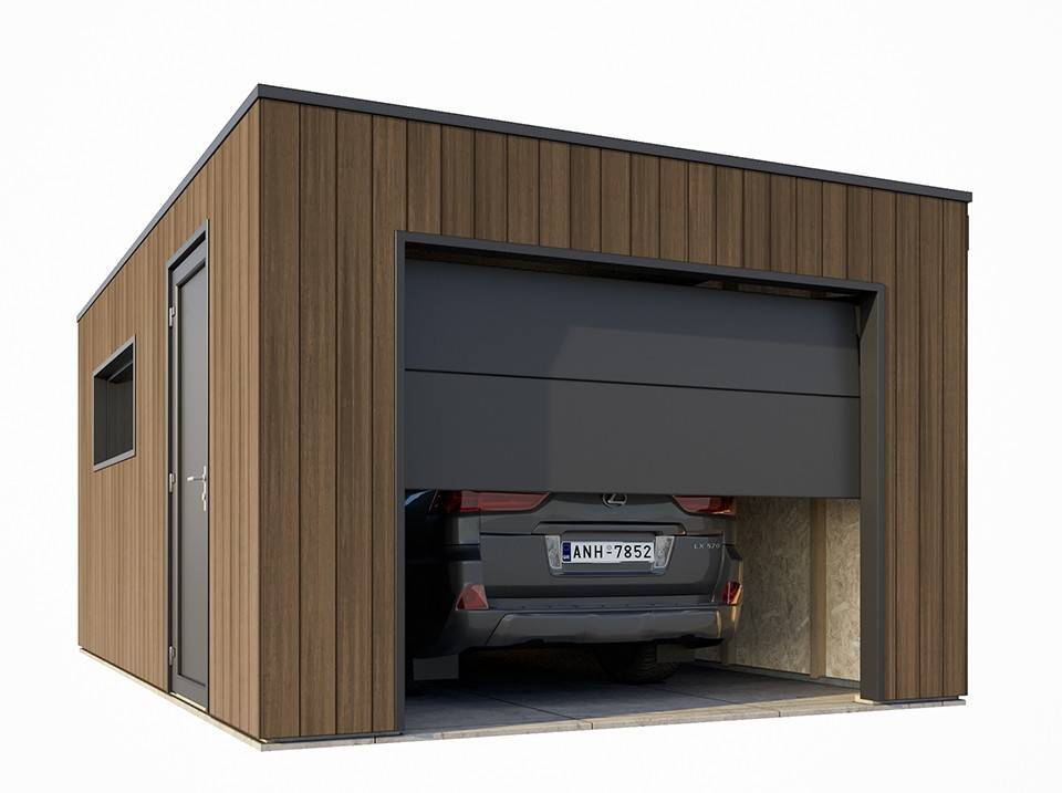 Garage Composite SILVERSTONE - Bardage Couleur Teck / Teak - Surface : 20m2 - Porte Sectionnelle Motorisée - 2 télécommandes - Imagen 4