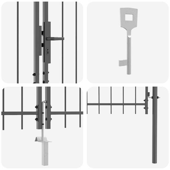 Grand portail double en acier thermolaqué pour une entrée de jardin moderne Noir 500x150 cm – ComfortXL Outdoor Living - Image 4