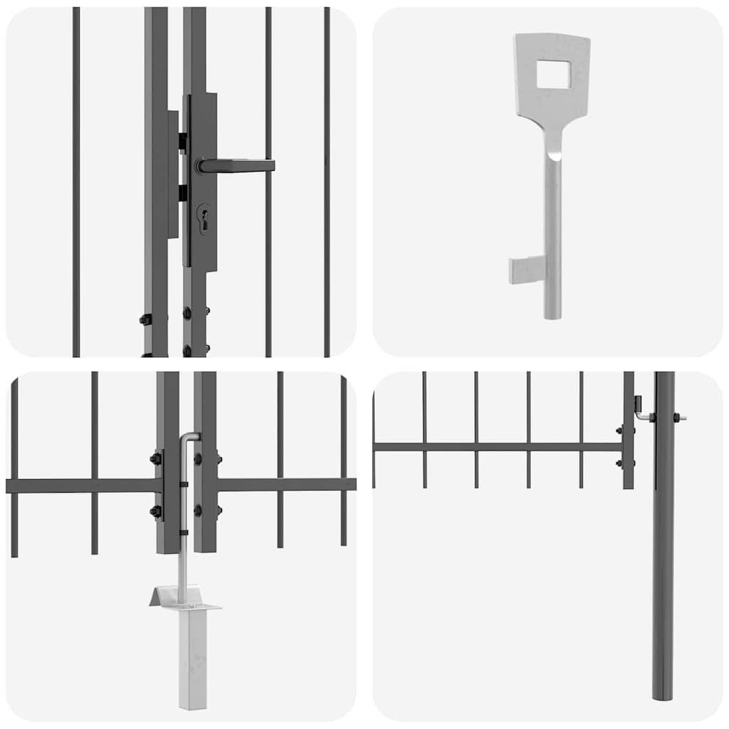 Grand portail double en acier thermolaqué pour une entrée de jardin moderne Noir 500x150 cm – ComfortXL Outdoor Living - Image 4