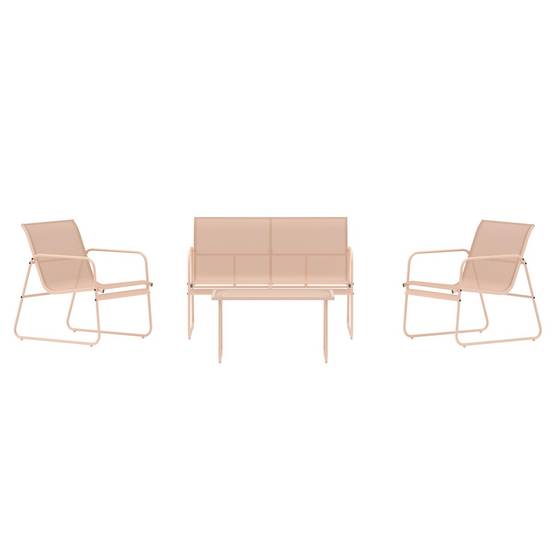 Paris Prix - Salon de Jardin 4 Places "Scopello" 110cm Beige - Image 2