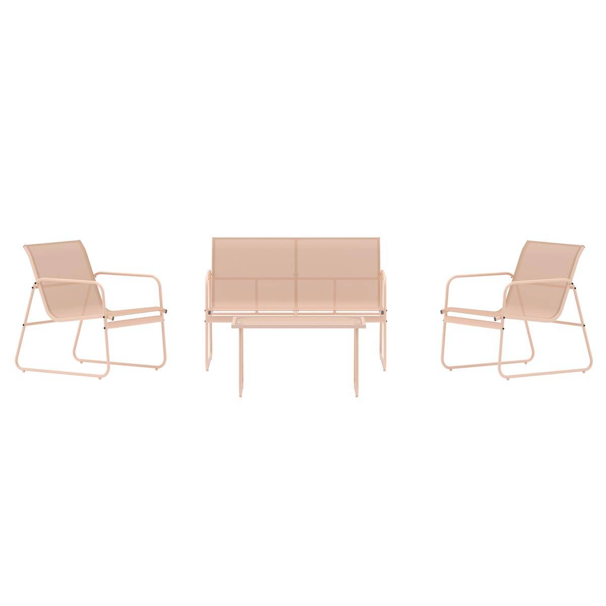 Paris Prix - Salon de Jardin 4 Places "Scopello" 110cm Beige - Image 2
