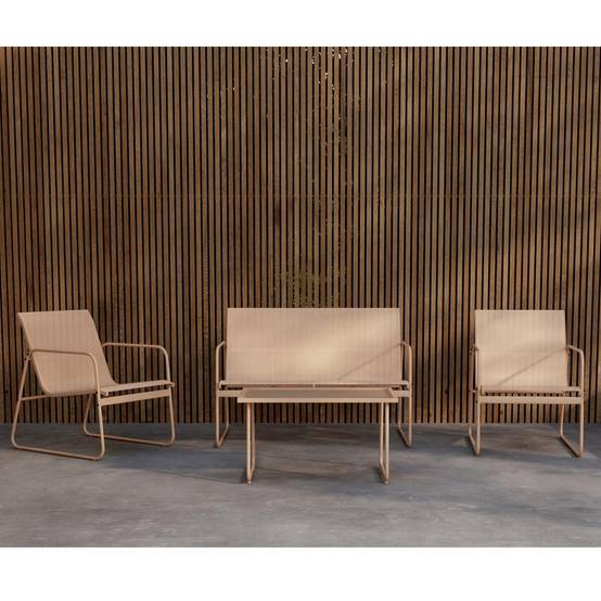 Paris Prix - Salon de Jardin 4 Places "Scopello" 110cm Beige - Image 3