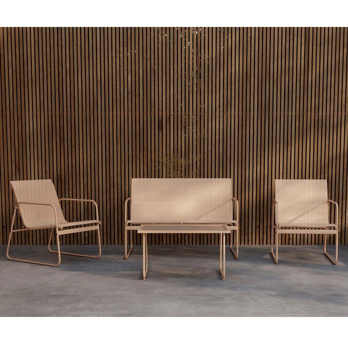 Paris Prix - Salon de Jardin 4 Places "Scopello" 110cm Beige - Image 3