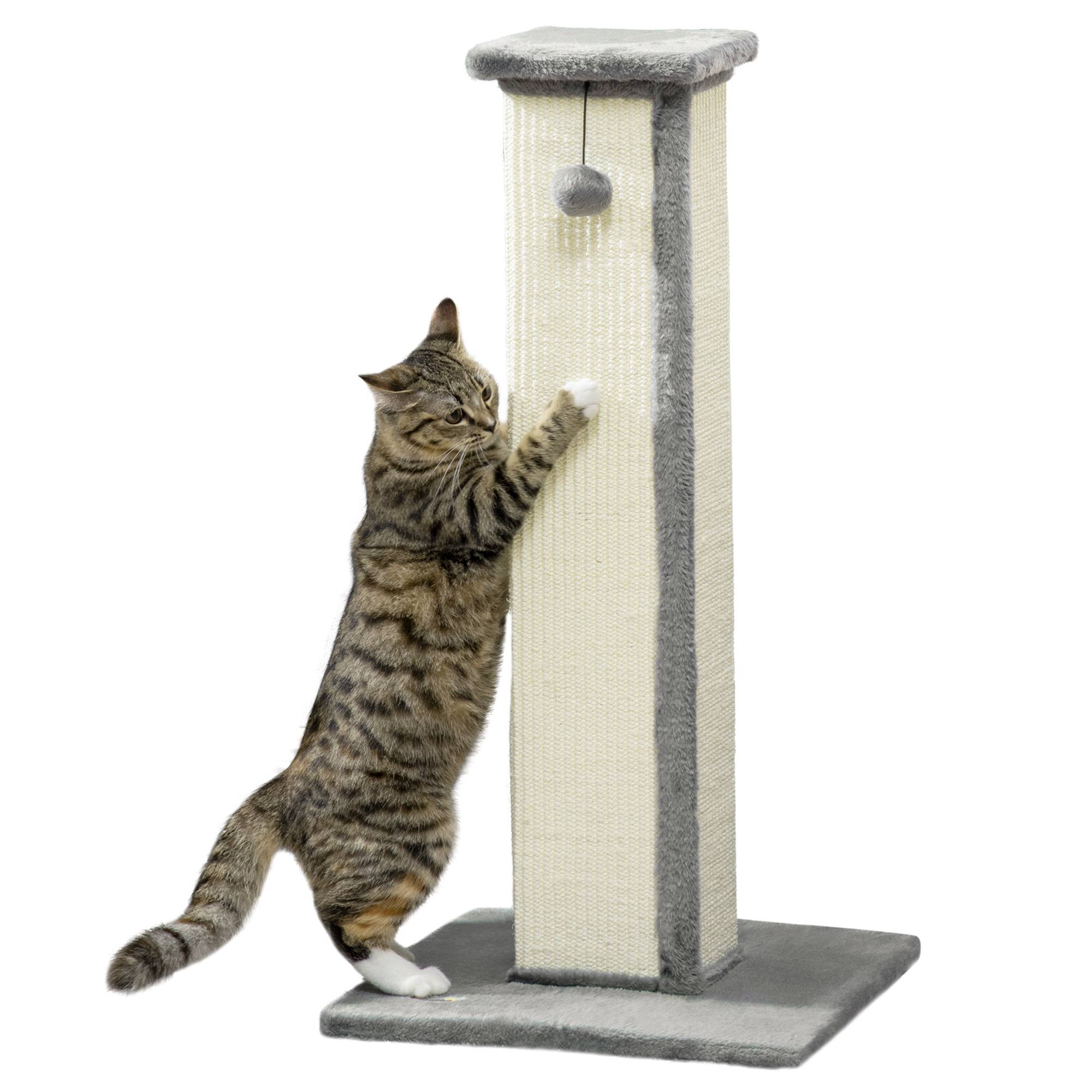 Poteau Griffoir pour Chat Haut 81 cm avec Poteau en Sisal et Balle Suspendue Gris - ComfortXL Outdoor Living