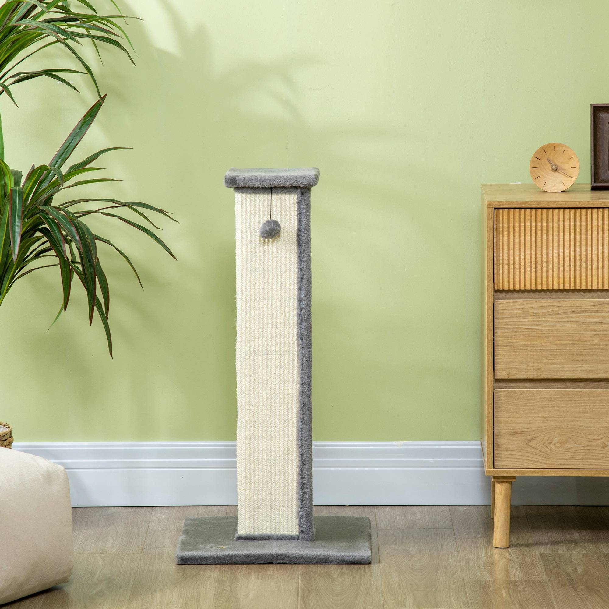 Poteau Griffoir pour Chat Haut 81 cm avec Poteau en Sisal et Balle Suspendue Gris - ComfortXL Outdoor Living - Image 10