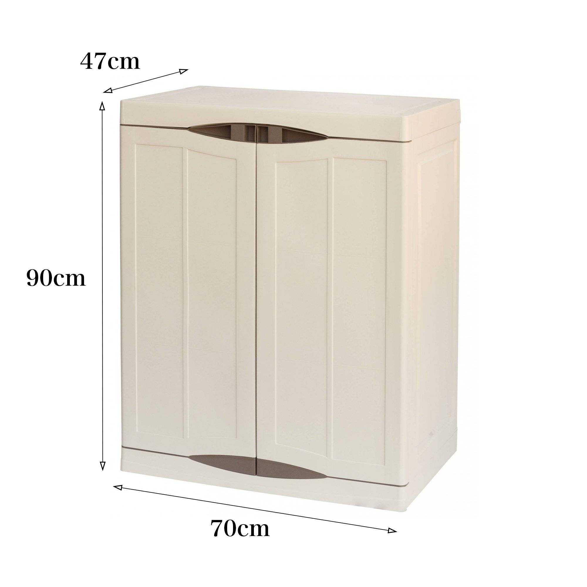 Dmora - Armoire d'extérieur Dambrosi, Armoire de balcon polyvalente, Mobilier d'extérieur avec 2 portes, Beige et Marron, 70x47h91 cm, Finition élégante - Imagen 3