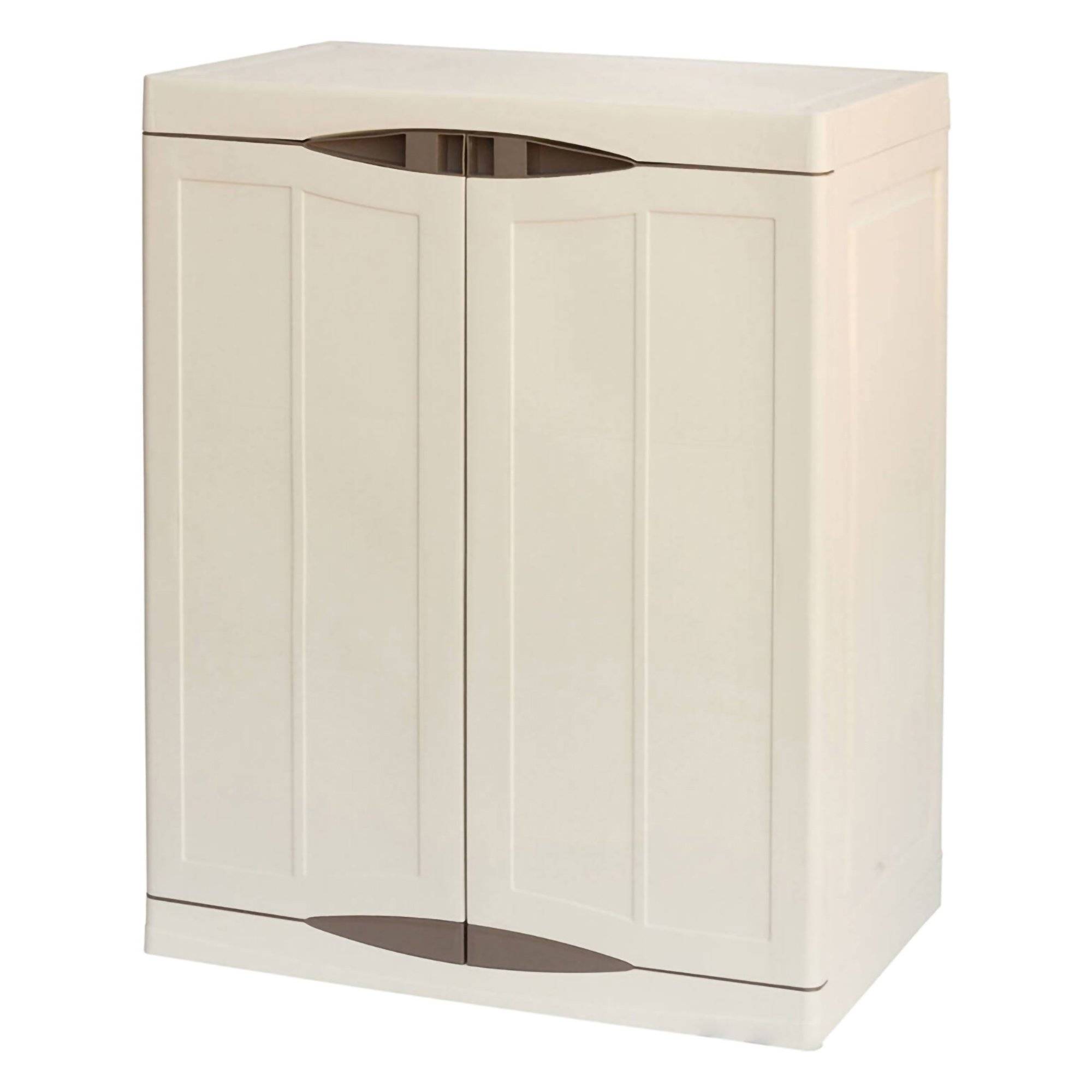 Dmora - Armoire d'extérieur Dambrosi, Armoire de balcon polyvalente, Mobilier d'extérieur avec 2 portes, Beige et Marron, 70x47h91 cm, Finition élégante - Imagen 4