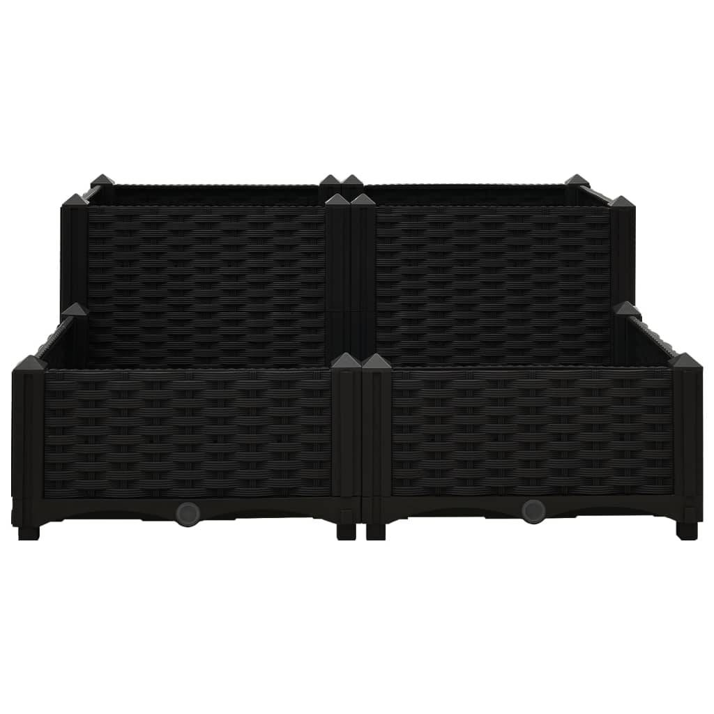 Helloshop26 - Lit surélevé jardinière bac à fleurs pot de plantes lit de plantation jardin balcon terrasse extérieur 80 x 80 x 38 cm polypropylène noir - Imagen 2
