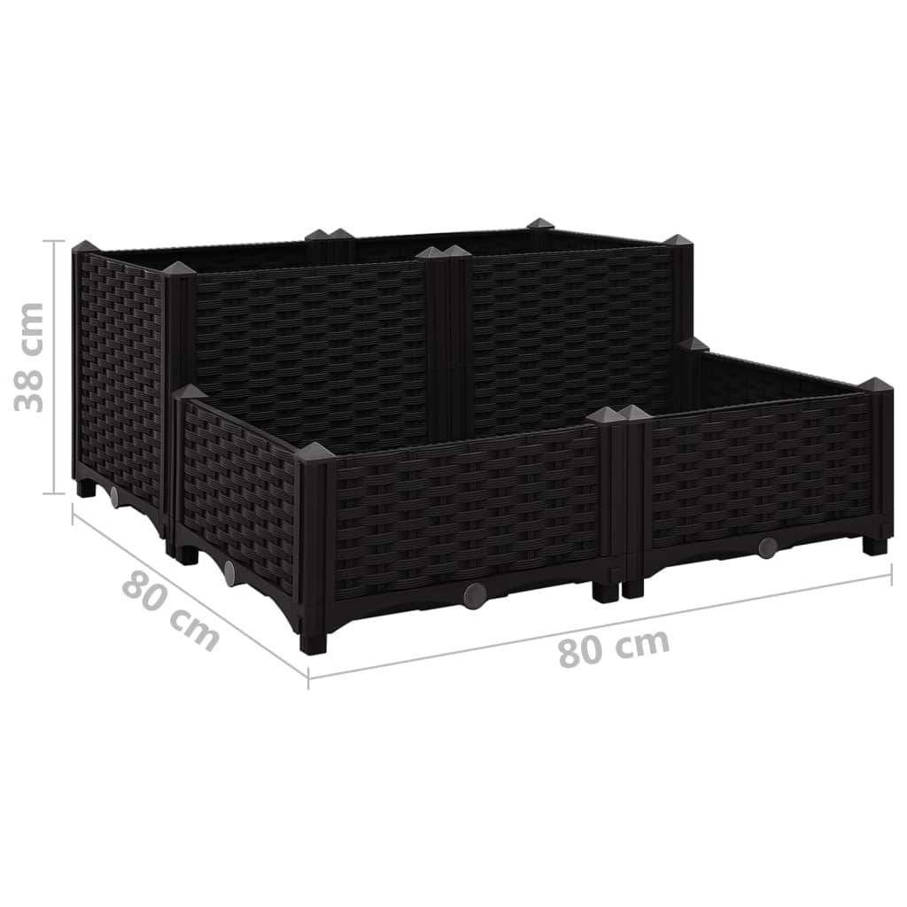 Helloshop26 - Lit surélevé jardinière bac à fleurs pot de plantes lit de plantation jardin balcon terrasse extérieur 80 x 80 x 38 cm polypropylène noir - Imagen 5