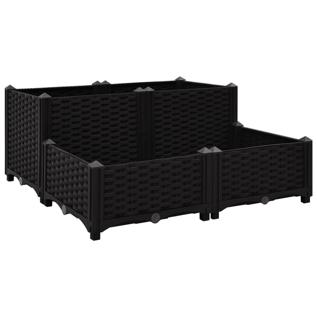 Helloshop26 - Lit surélevé jardinière bac à fleurs pot de plantes lit de plantation jardin balcon terrasse extérieur 80 x 80 x 38 cm polypropylène noir - Imagen 1