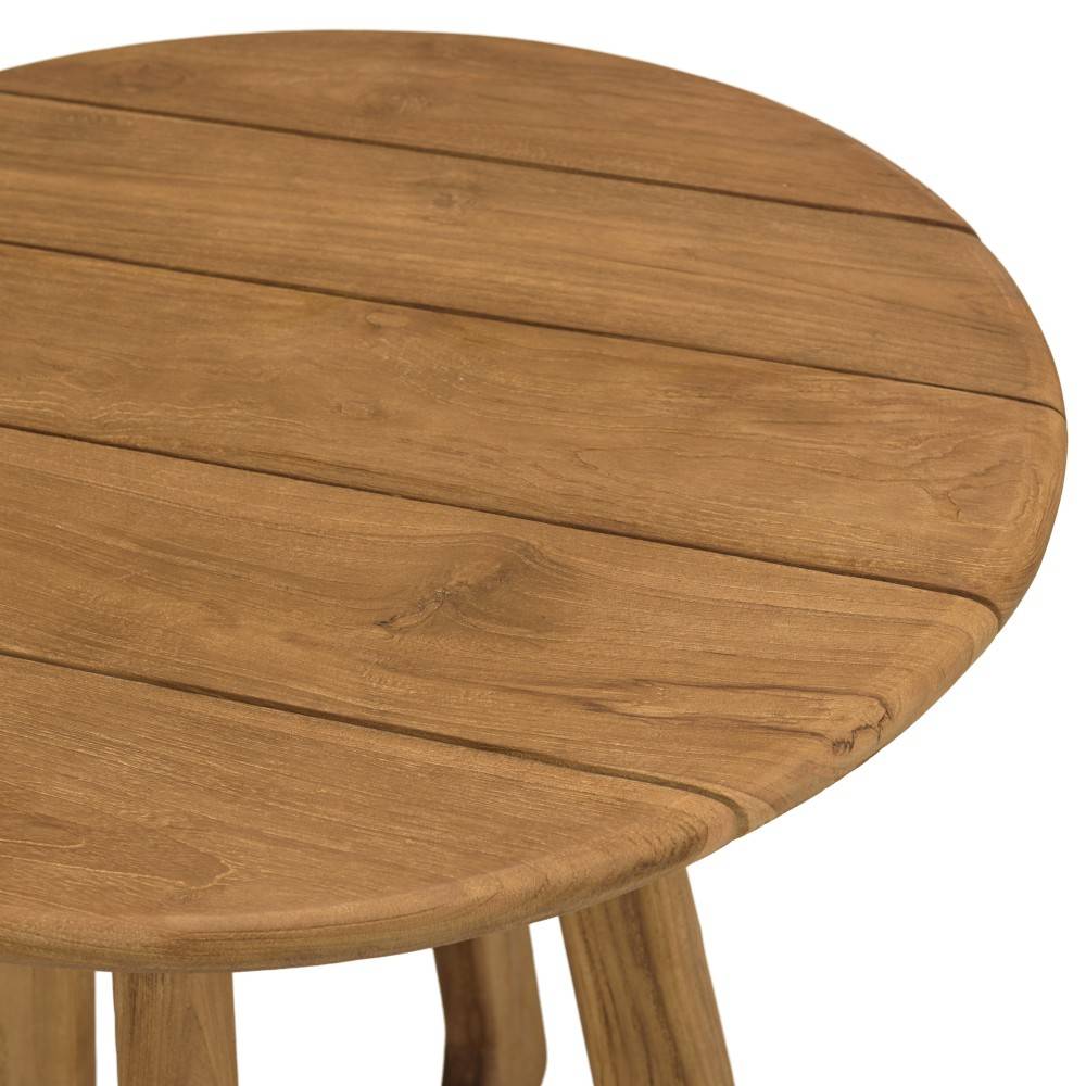 Macabane - COLINE - Table à manger de jardin ronde en bois de teck recyclé D70cm (2 COLIS) - Image 4