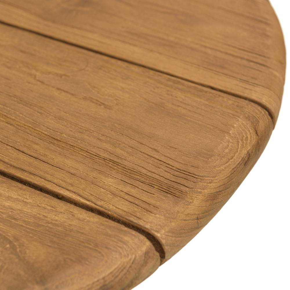 Macabane - COLINE - Table à manger de jardin ronde en bois de teck recyclé D70cm (2 COLIS) - Image 3