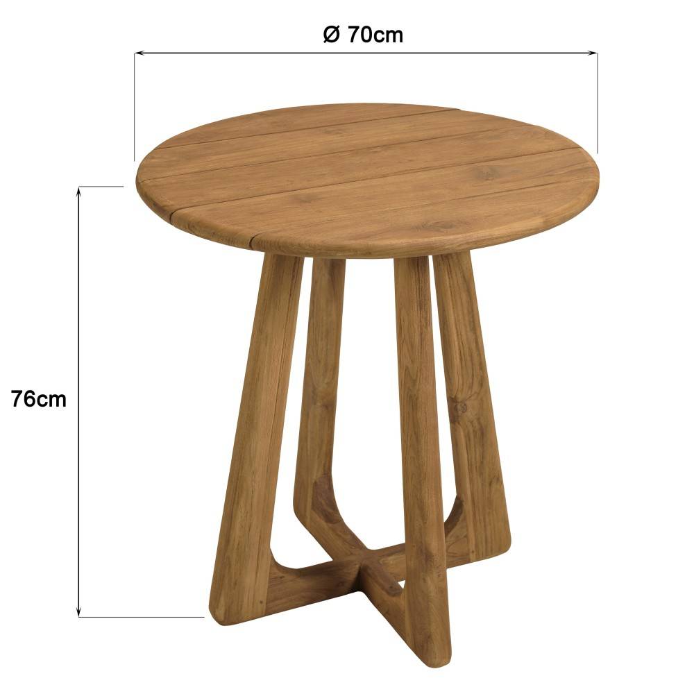 Macabane - COLINE - Table à manger de jardin ronde en bois de teck recyclé D70cm (2 COLIS) - Image 7