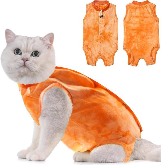 Combinaison de Récupération pour Chat Anti Léchage Orange L