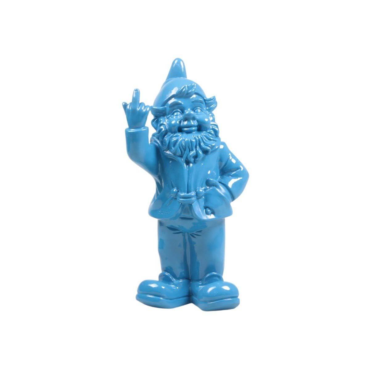 Stoobz - Nain de jardin en résine doigt d'honneur 7 x 8 x 20 cm Bleu - Image 1
