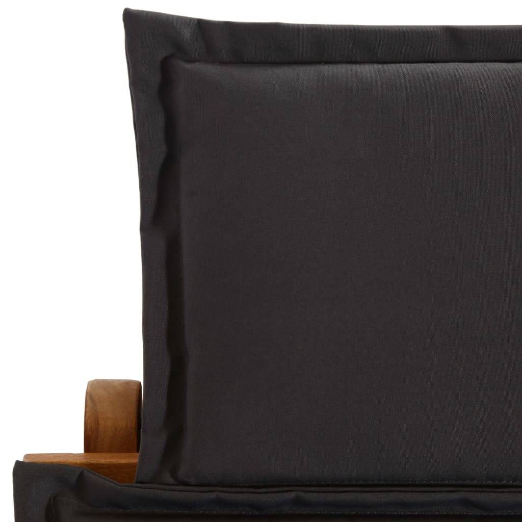 2 pcs Chaises longue | Transat | Bain de soleils et coussins Gris foncé Bois massif acacia - Image 7