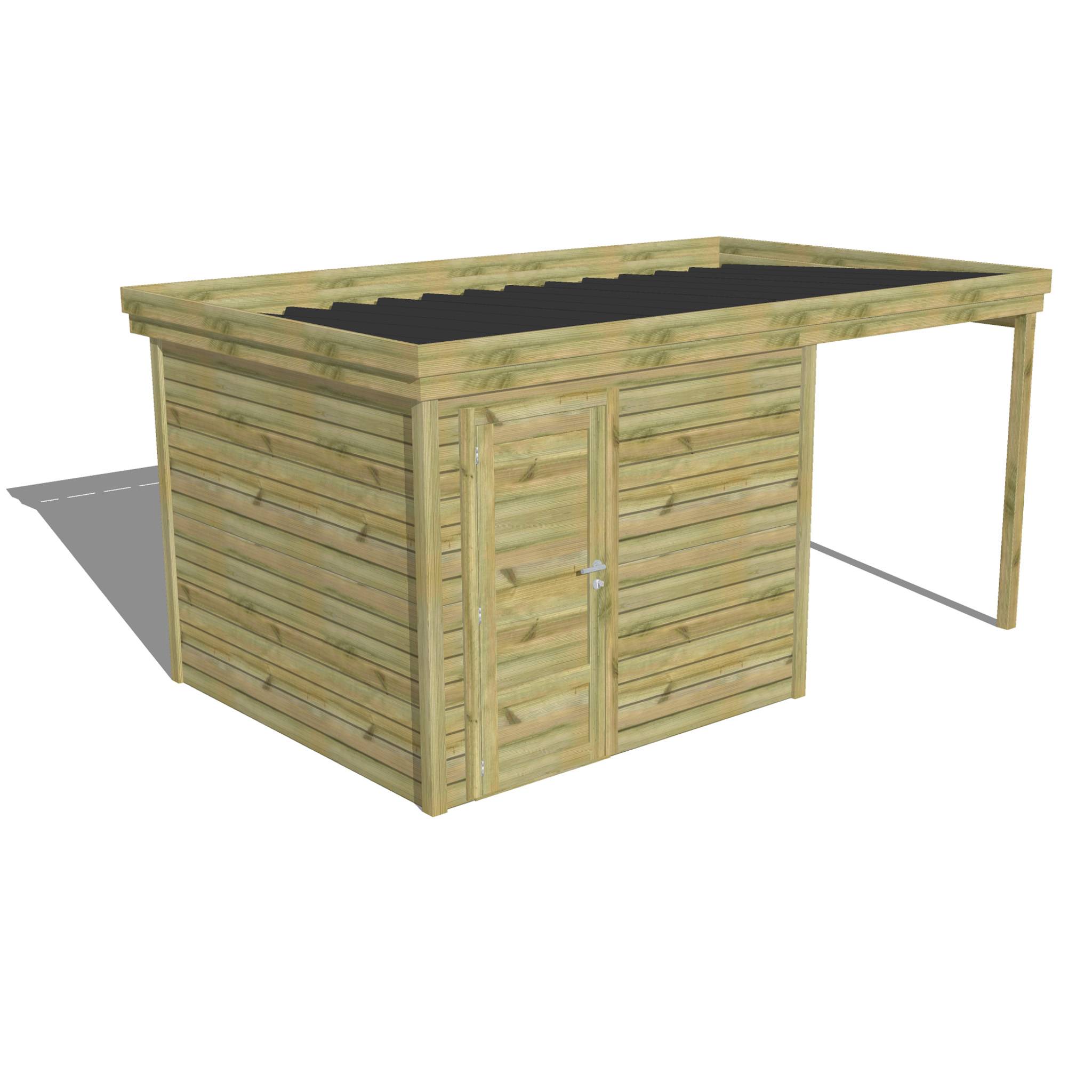 ABRI DE JARDIN bois autoclave 27mm - 4,64x2,64m / 12m2 - Bac acier - Abri Français - Image 1