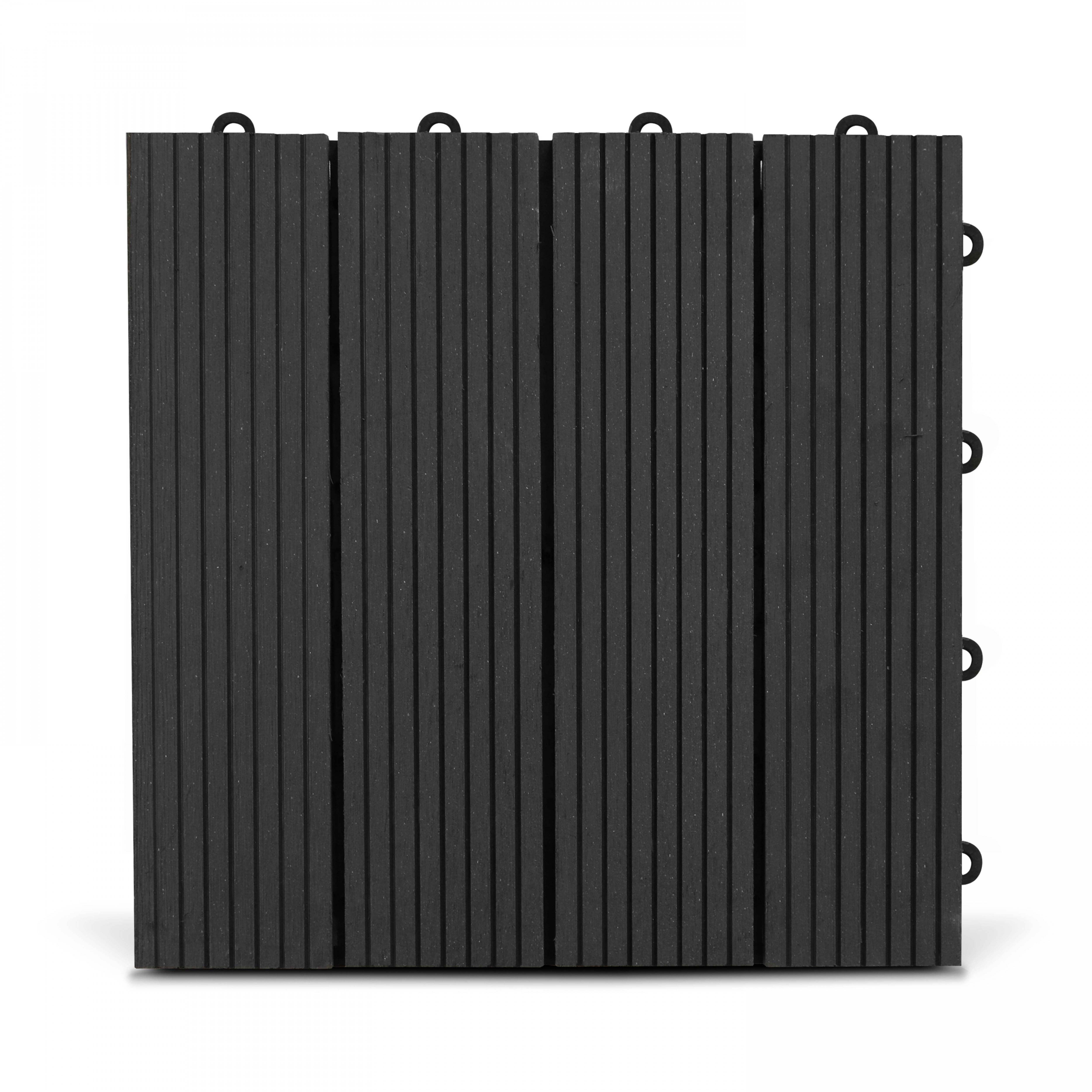Oviala - Lot de 96 dalles clipsables en bois composite gris Batam - Oviala - Image 2