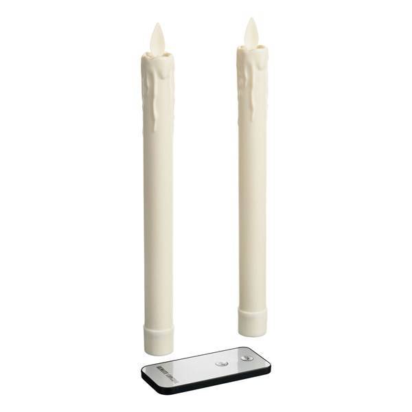 Lotti - Jeu de 2 chandelles lumineuses led en cire ivoire avec gouttes flamme 3D H23cm blanc chaud télécommande Lotti - Imagen 1