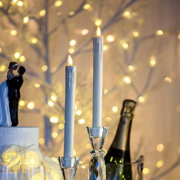 Lotti - Jeu de 2 chandelles lumineuses led en cire ivoire avec gouttes flamme 3D H23cm blanc chaud télécommande Lotti - Imagen 2