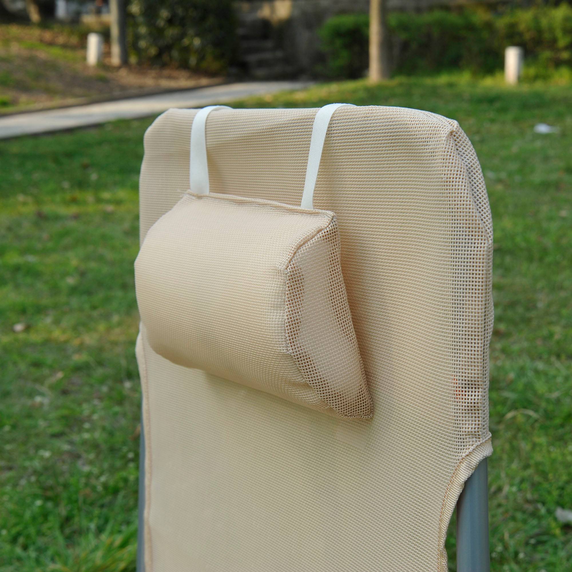 Lit de bronzage pliable, dossier inclinable et coussin, 182x56x24,5cm - Image 9