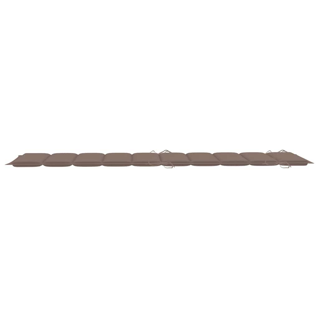 Transat Chaise Longue Bois Acacia Piscine Balcon Coussin Taupe - ComfortXL Outdoor Living - Image 5