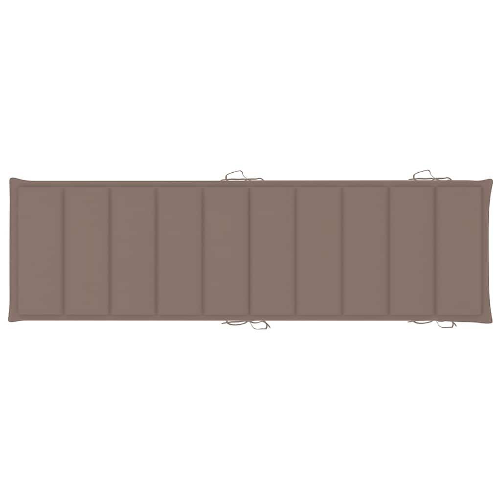 Transat Chaise Longue Bois Acacia Piscine Balcon Coussin Taupe - ComfortXL Outdoor Living - Image 4