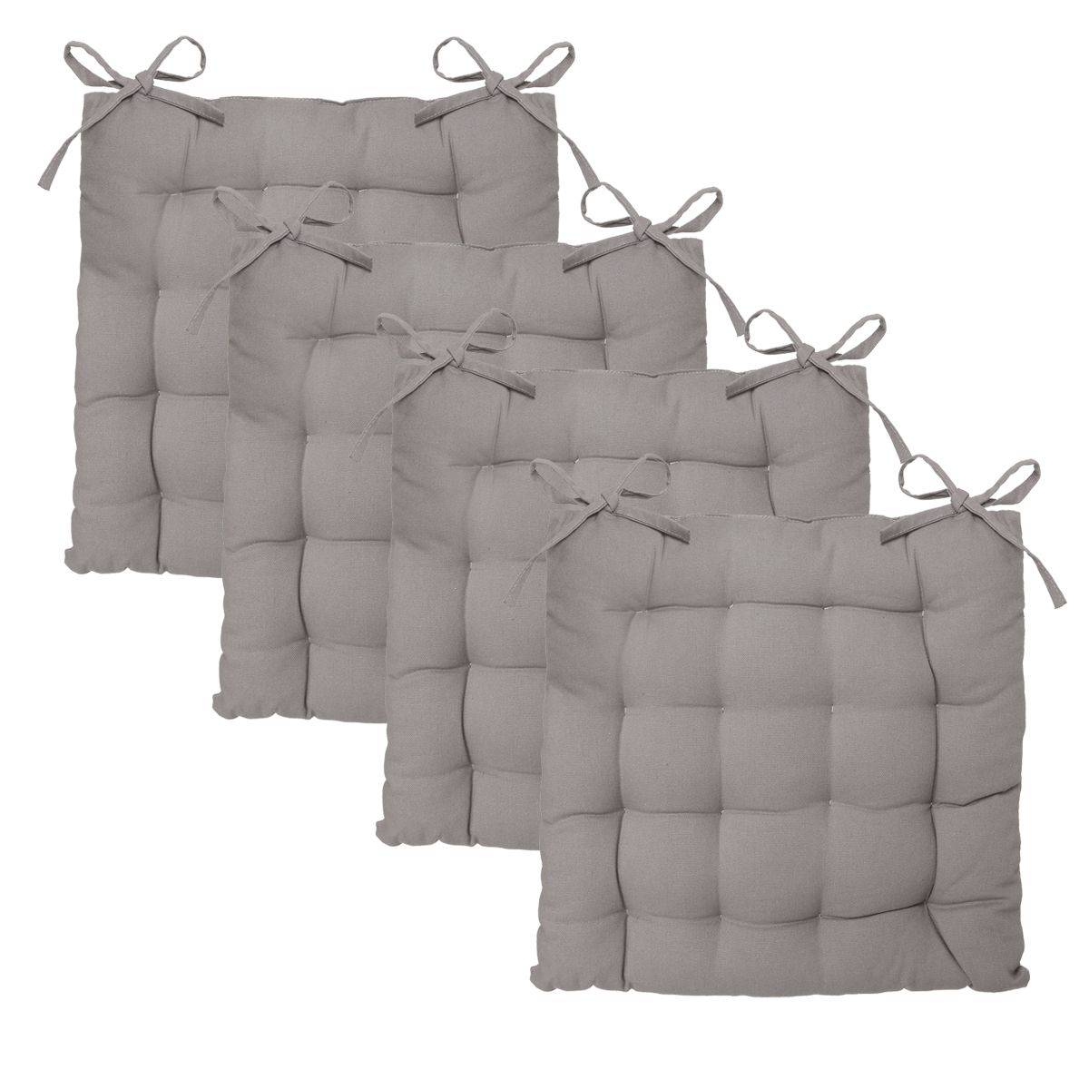 Lot de 4 Galettes de chaise en Coton Gris 38 x 38 cm - Imagen 1