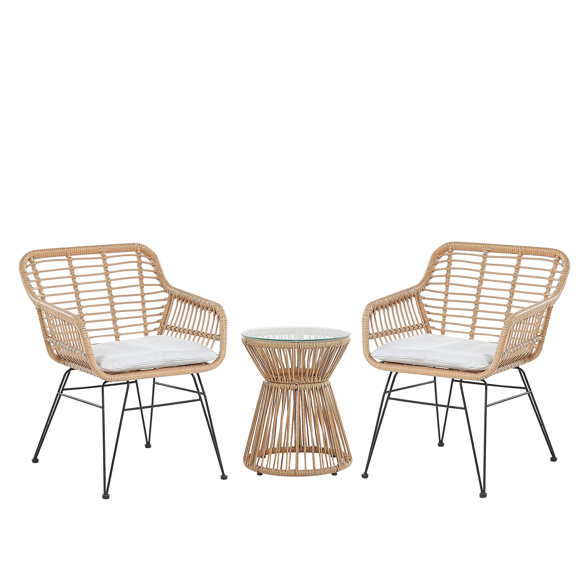 Beliani - Set de bistrot, 2 Personnes Polyrotin Marron clair TRESTINA - Beliani - Imagen 2