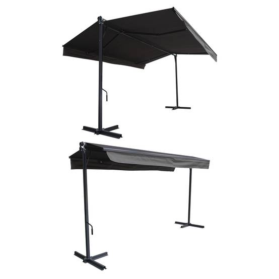 Store double pente FRENE sur pieds 3,95 x 3 m - Toile anthracite et structure grise - HAPPY GARDEN - Imagen 2