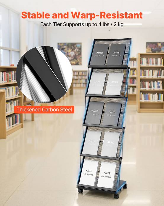 VEVOR Présentoir à brochures pliable et mobile 5 niveaux sur pied pour magazines - Image 3