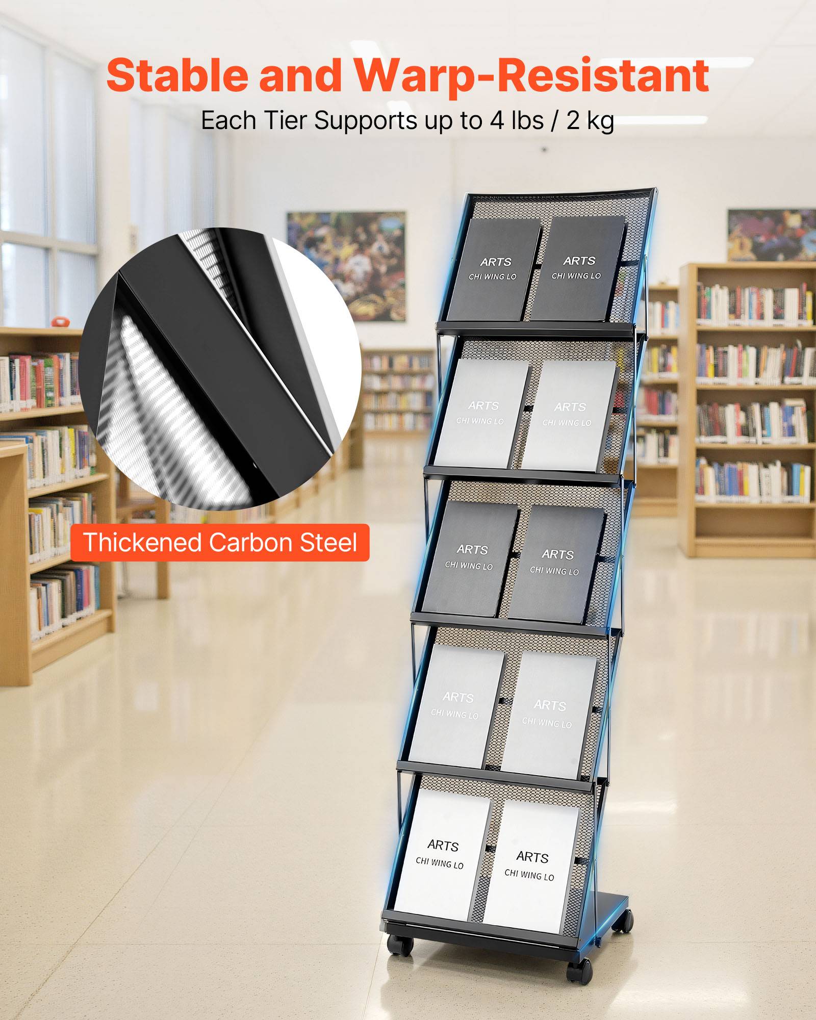 VEVOR Présentoir à brochures pliable et mobile 5 niveaux sur pied pour magazines - Image 3