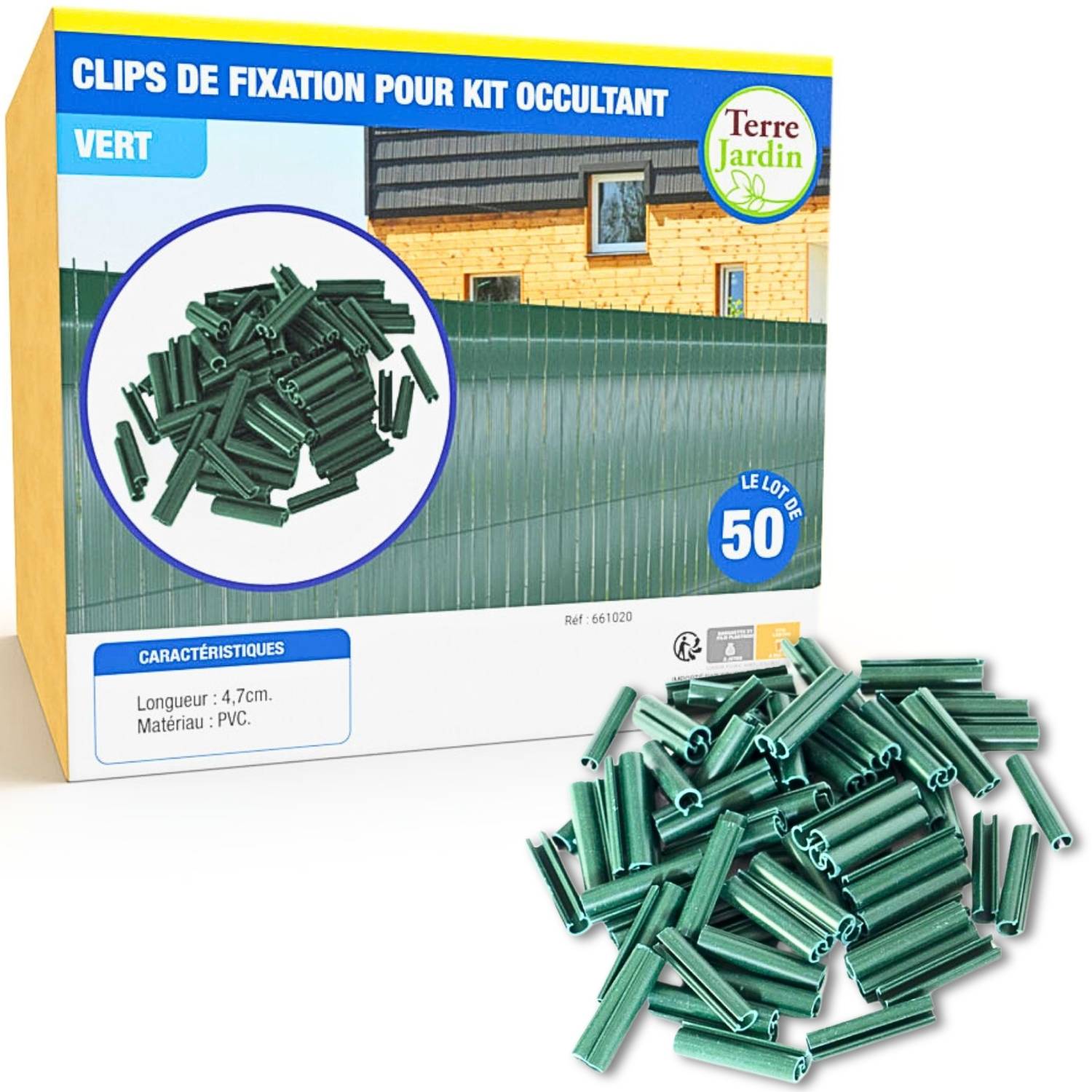 Sans Marque - Clips de fixation pour kit brise vue occultant - lot de 50 Unité Vert - Image 1