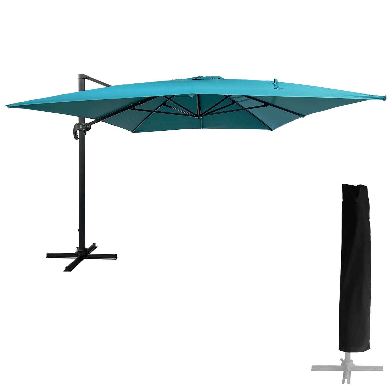 Happy Garden - Parasol déporté MOLOKAI rectangulaire 3x4m bleu + housse - HAPPY GARDEN - Imagen 1