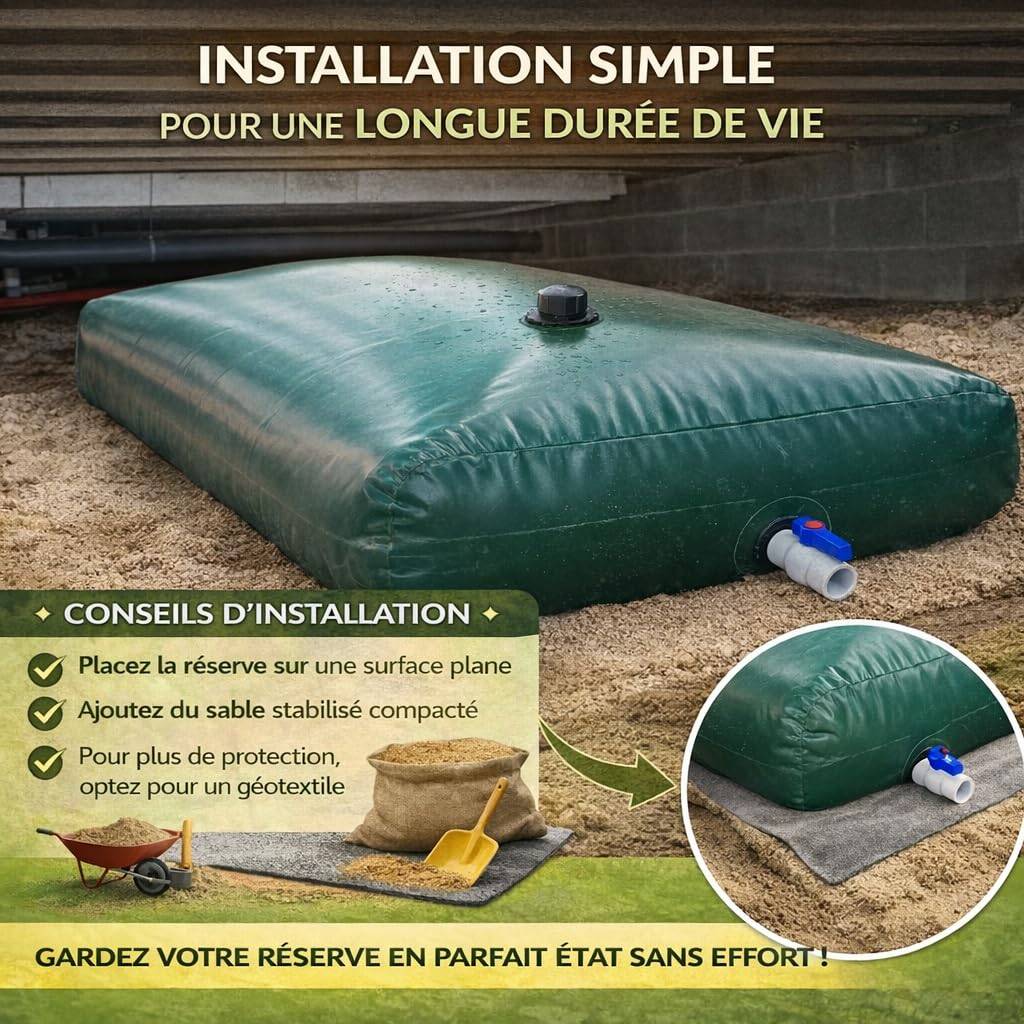 Jardibric - Jardibric – Réserve Eau Souple 500L – Cuve Récupération Eau de Pluie Pliable Jardin - Image 3