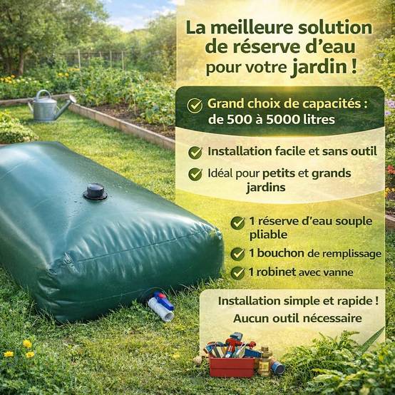 Jardibric - Jardibric – Réserve Eau Souple 500L – Cuve Récupération Eau de Pluie Pliable Jardin - Image 2