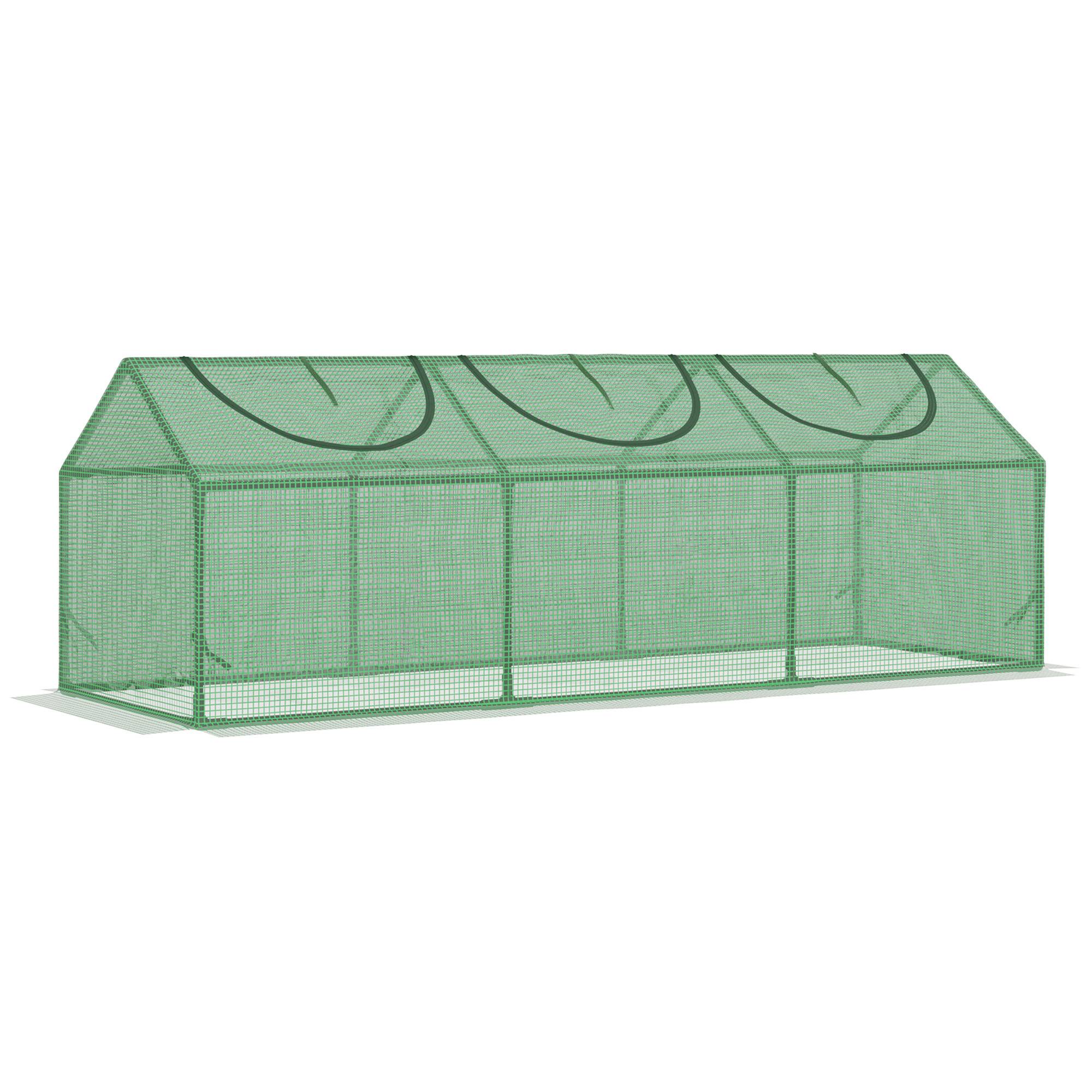 Serre de jardin mini serre 3 fenêtres enroulables couverture en PE haute densité 140 g/m² 180 x 60 x 60 cm vert foncé - Image 2