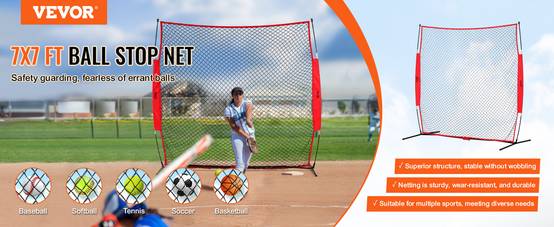 Vevor - VEVOR Filet d'Entraînement de Baseball Softball Filet Pare-ballons 238x212 cm - Image 9