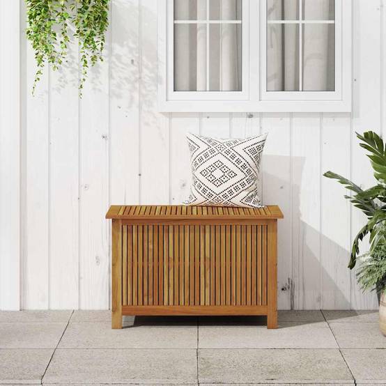 Coffre de rangement de jardin bois d'acacia naturel 90 x 50 x 58 cm - PANGIVO - Image 1