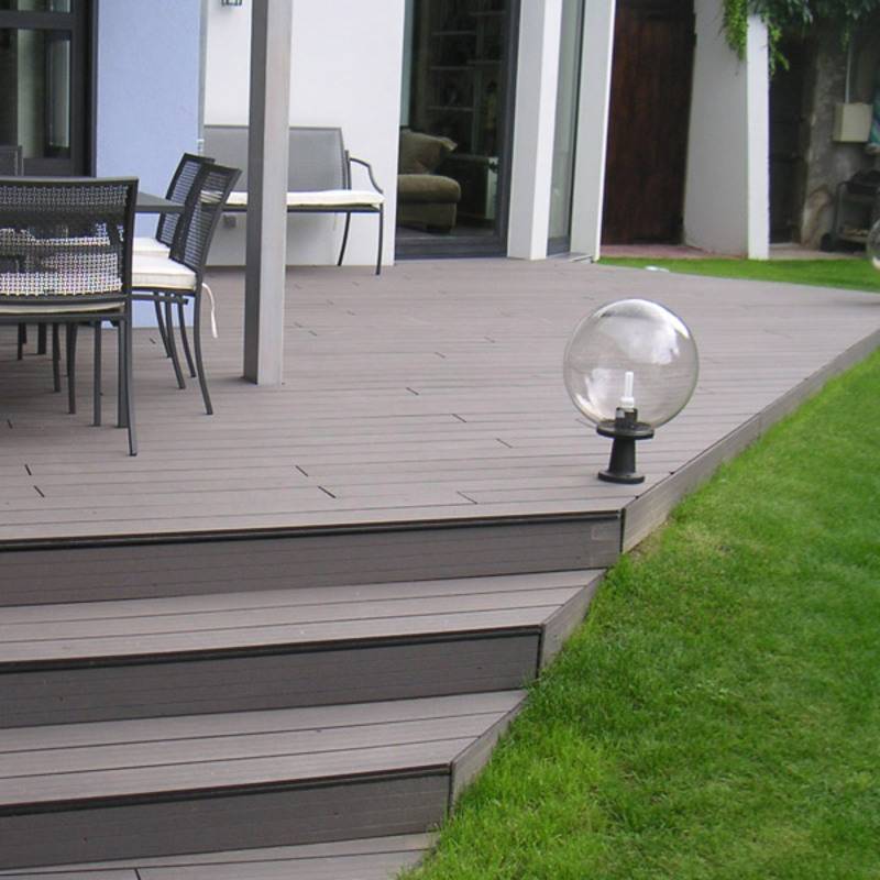 Lame terrasse bois composite alvéolaire Qualita L 360cm / l14cm / ep 2,5cm - Gris carbone - Image 4