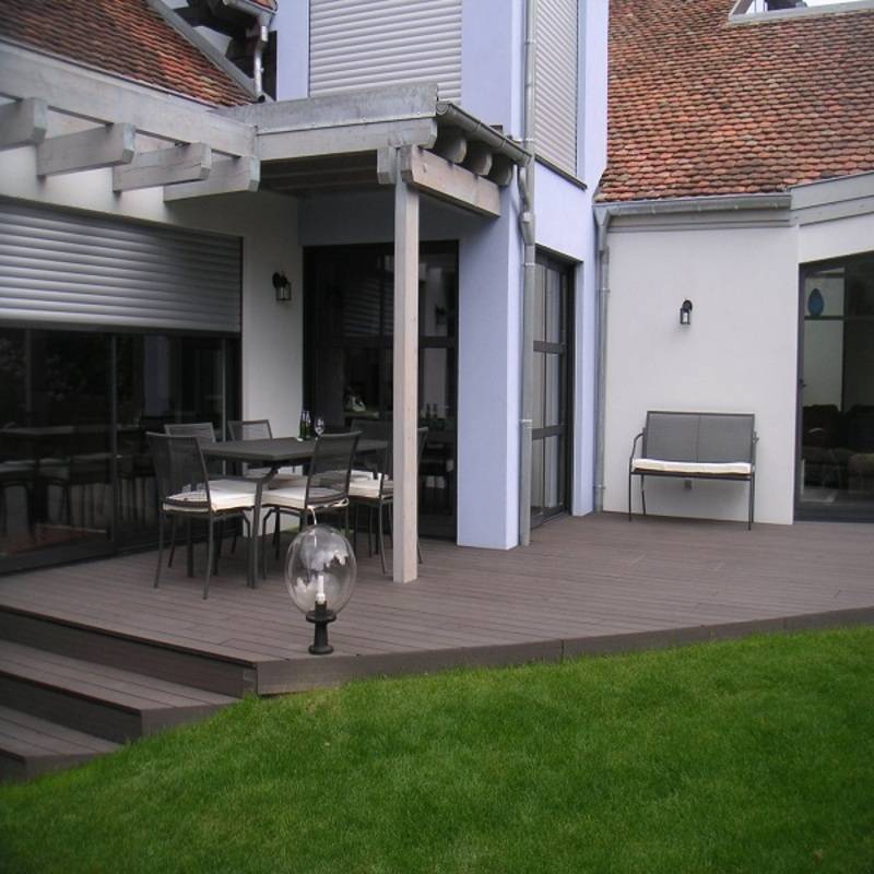 Lame terrasse bois composite alvéolaire Qualita L 360cm / l14cm / ep 2,5cm - Gris carbone - Image 5